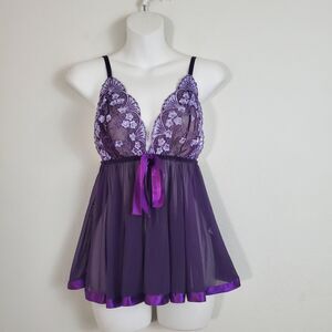 Risque Babydoll Chemise One Size Purple Y2K Coquette Lingerie Fairy Whimsygoth